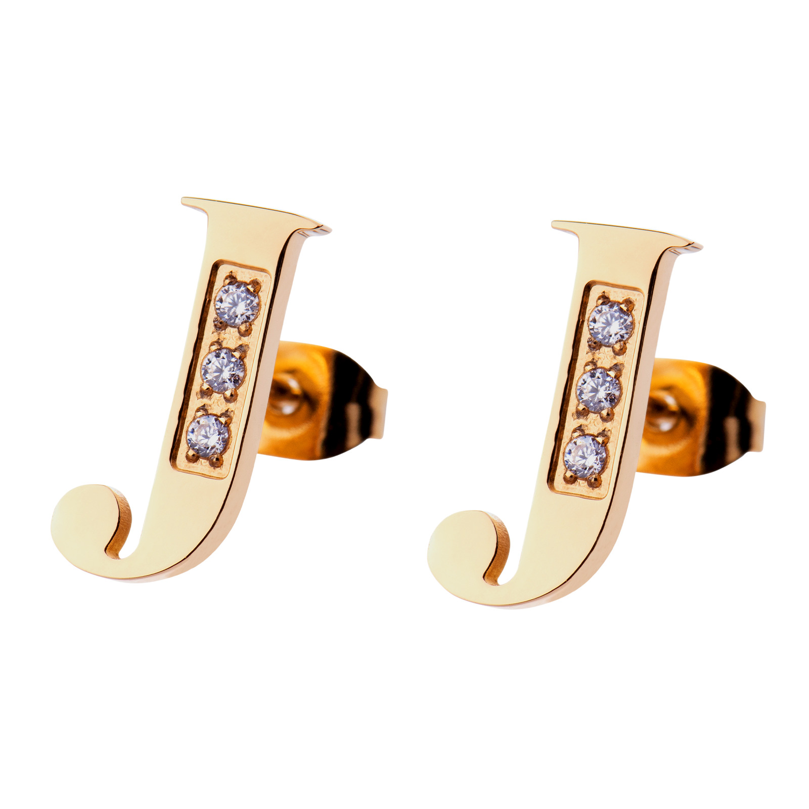 Foto 2 pulgar | Aretes Baño de Oro 18k con Zirconia Cúbica Luckyly Tina Letra J para Mujer