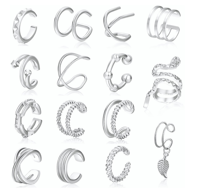 Foto 2 pulgar | Aretes Ajustables Funbu color Plata 15 Piezas para Mujer