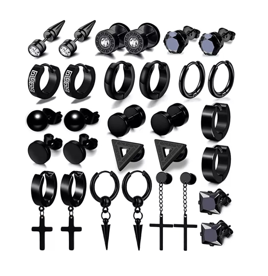 Set de Aretes Funbu 15 pares color Negro