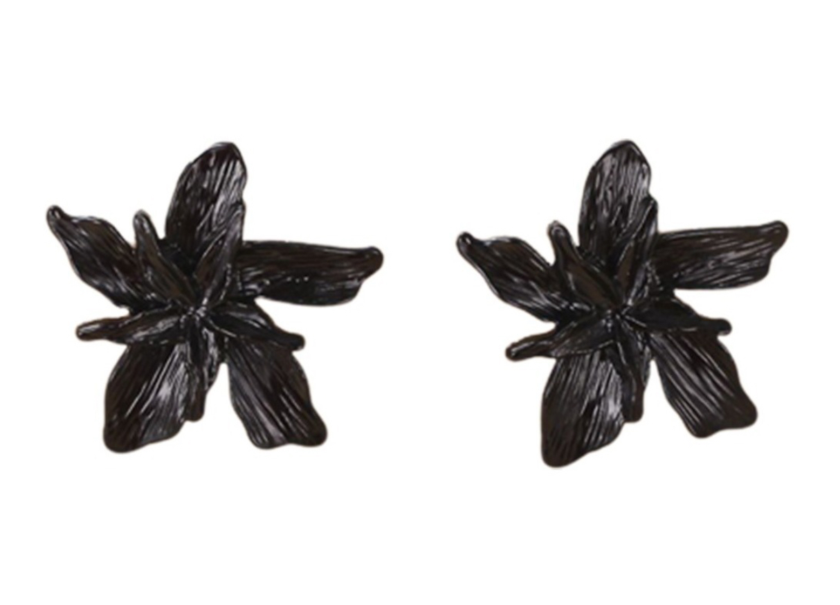 Aretes de Flor Funbu de Metal Vintage Negros