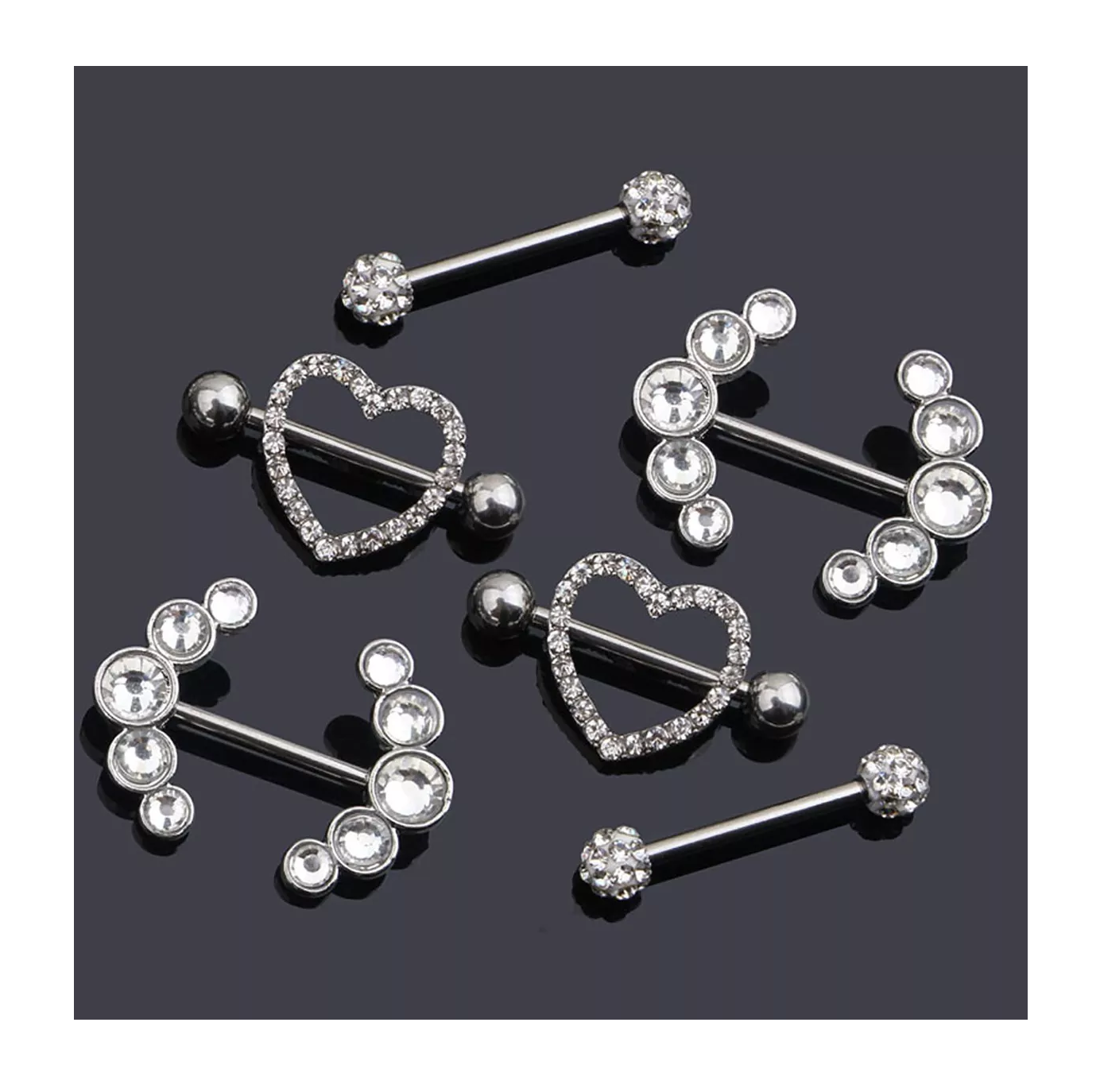 Foto 5 pulgar | Piercing Pezon Set Corazon Diablito Varios 14 Piezas, Color Plata