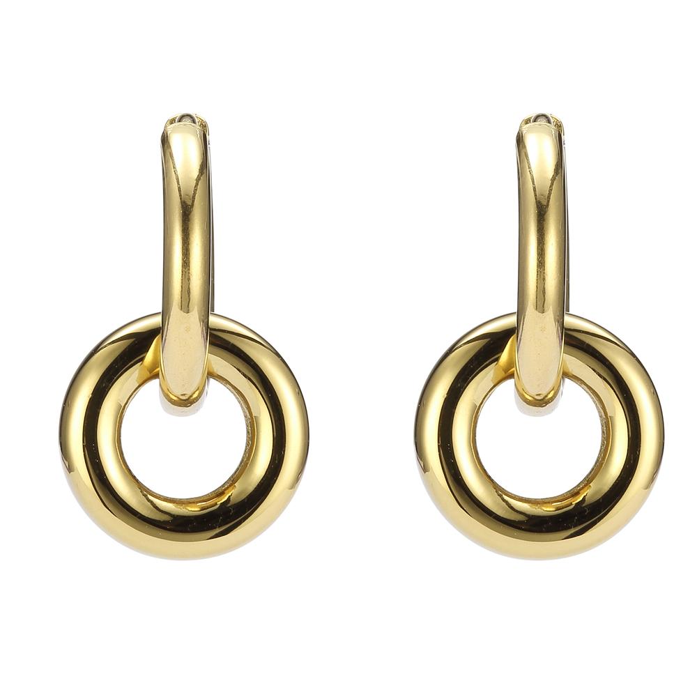 Foto 2 pulgar | Aretes de Acero Inoxidable Enso para Mujer Dorados en Forma de Círculo