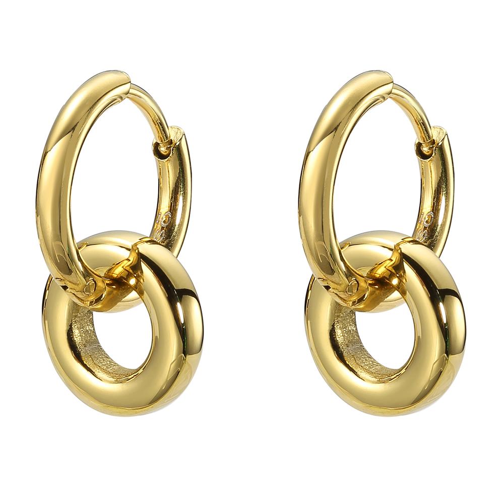 Foto 4 pulgar | Aretes de Acero Inoxidable Enso para Mujer Dorados en Forma de Círculo