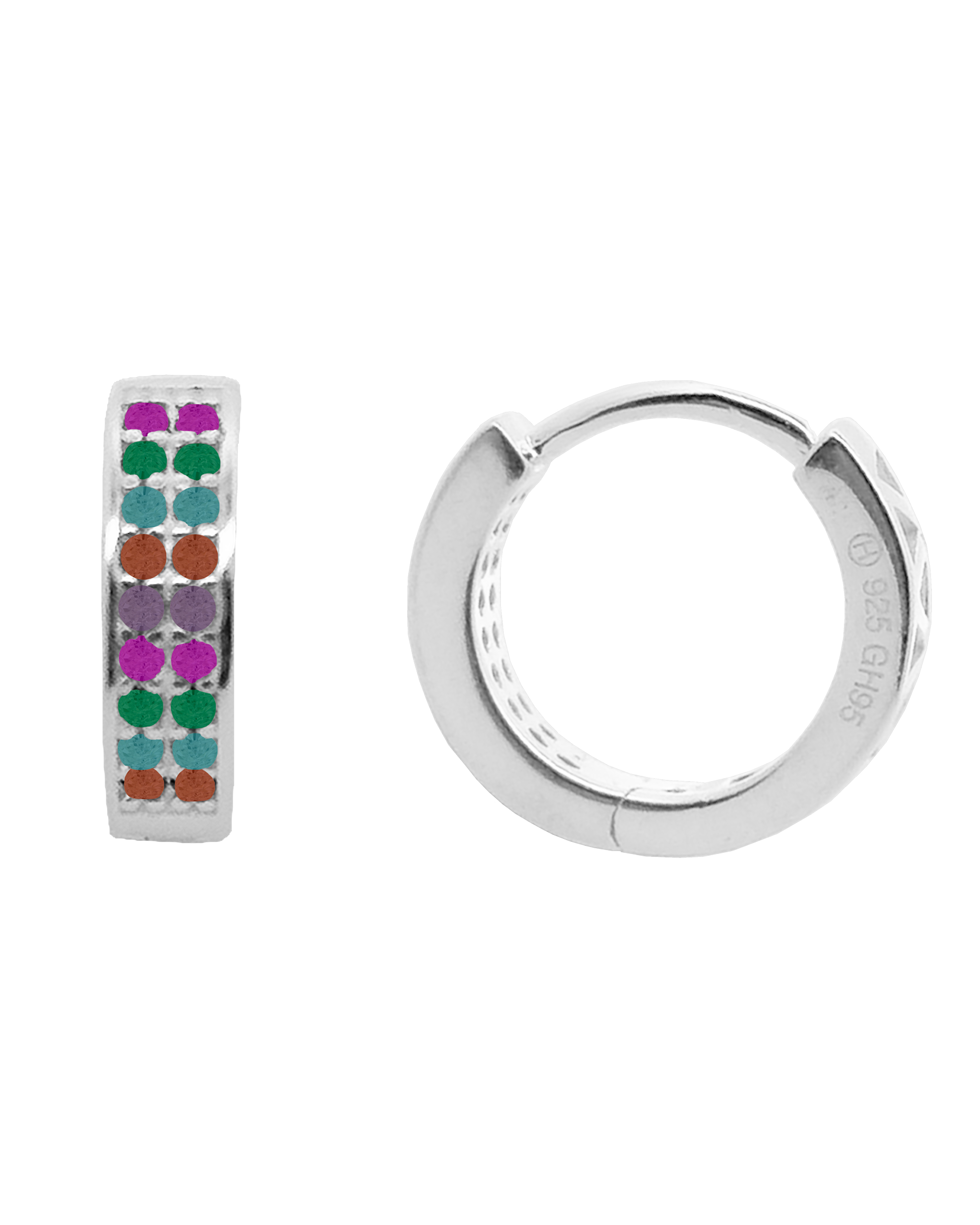 Foto 4 pulgar | Aretes de Plata 925 Horoz Cp268 Huggie Multicolor