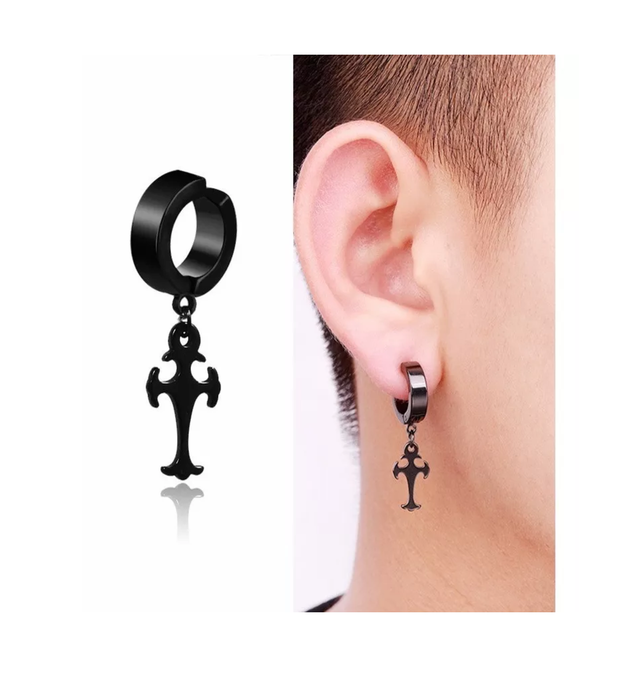 Foto 4 pulgar | Aretes Falsos Piercing Belug Negros Estilo Punk Colgantes 17 Piezas