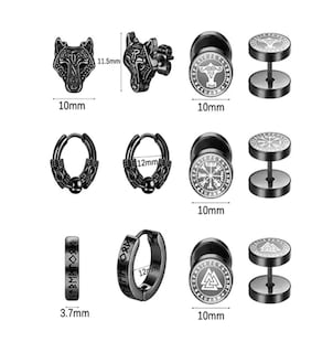 Foto 2 | Aretes con Piercing Lab.G Negros para Hombre 6 Pares