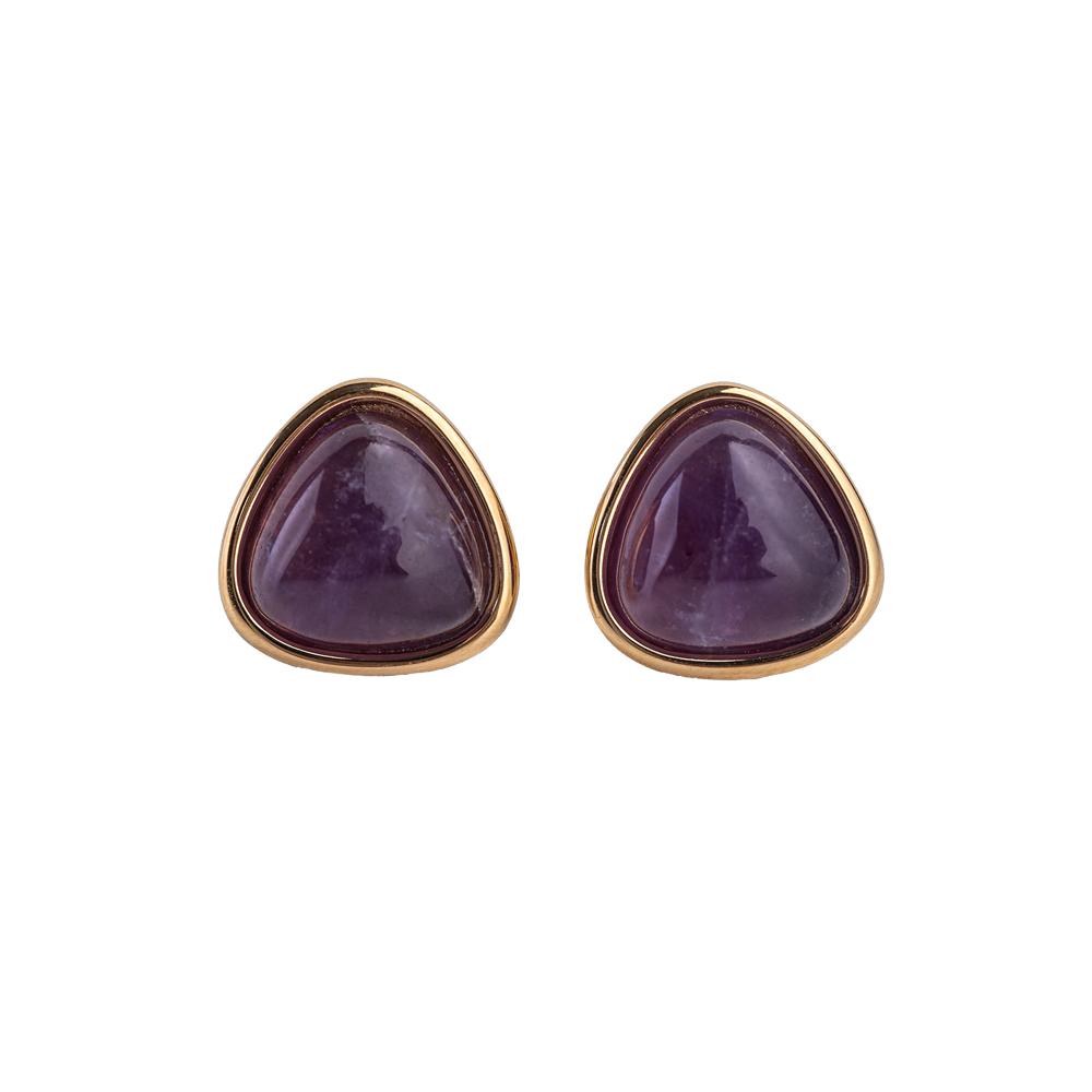 Aretes Mujer con Piedra Natural Luckyly, Modelo Aline Amatista