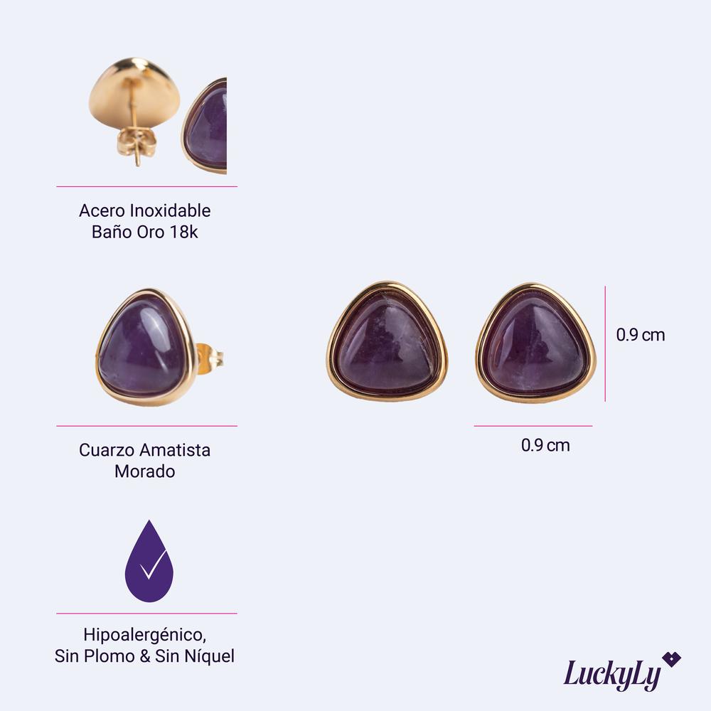 Foto 7 pulgar | Aretes Mujer con Piedra Natural Luckyly, Modelo Aline Amatista