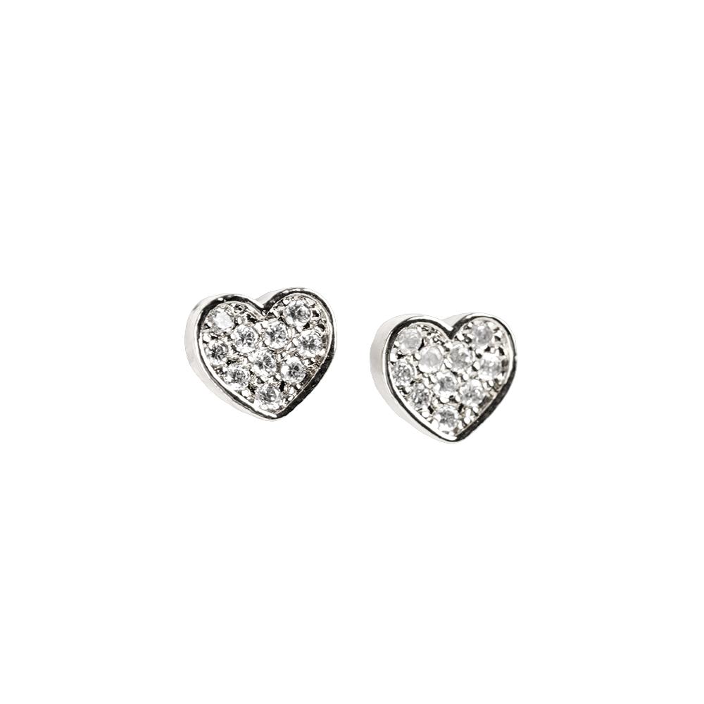 Foto 2 pulgar | Aretes Mujer de Corazón Luckyly, Modelo Melody Plata
