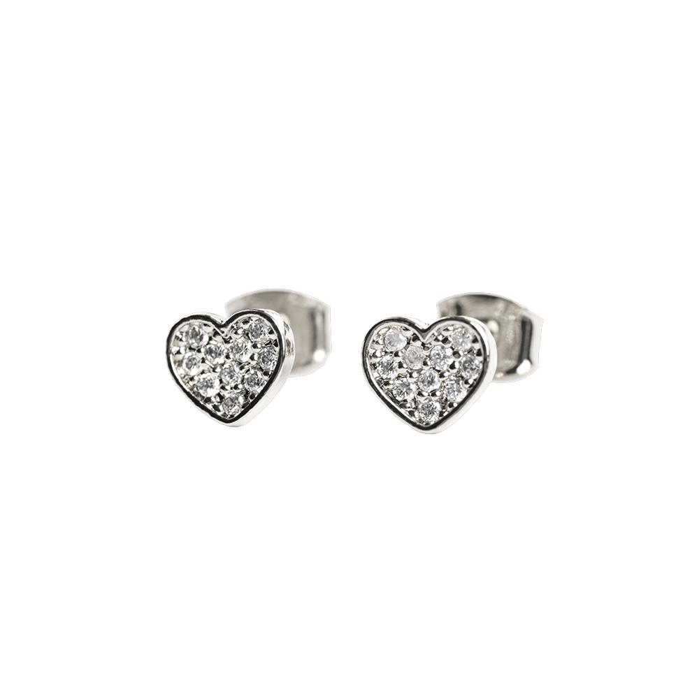 Foto 3 pulgar | Aretes Mujer de Corazón Luckyly, Modelo Melody Plata