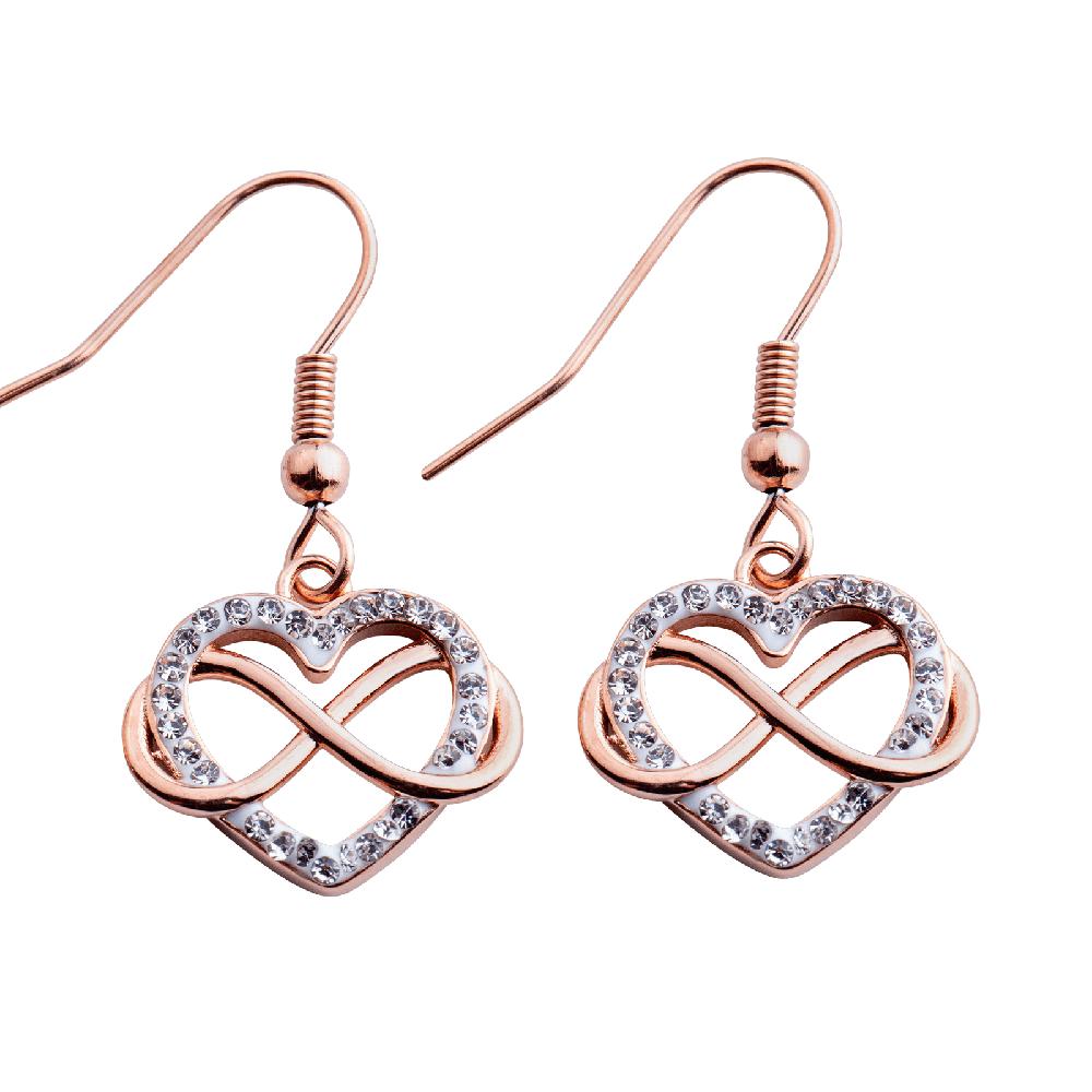 Aretes para Mujer Corazón Infinito Luckyly, Modelo Natty Oro Rosa