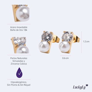 Foto 5 | Aretes para Mujer de Perlas tipo Broqueles Luckyly, Modelo Iris