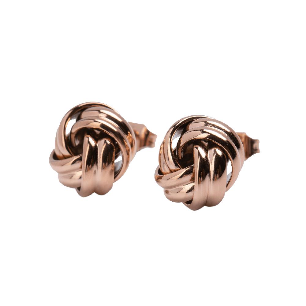 Aretes para Mujer de Nudo tipo Broqueles Luckyly, Modelo Knot Oro Rosa