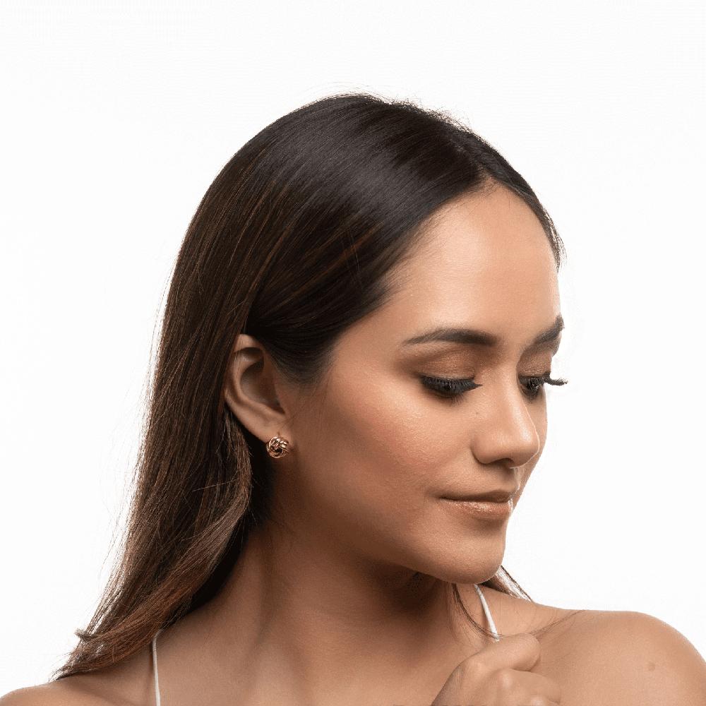 Foto 5 pulgar | Aretes para Mujer de Nudo tipo Broqueles Luckyly, Modelo Knot Oro Rosa