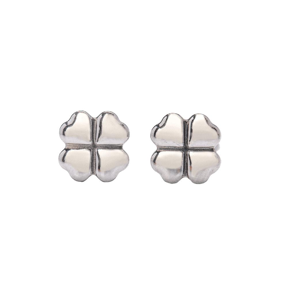 Foto 4 pulgar | Aretes de Mujer de Trébol tipo Broqueles Luckyly, Modelo Flora Plata