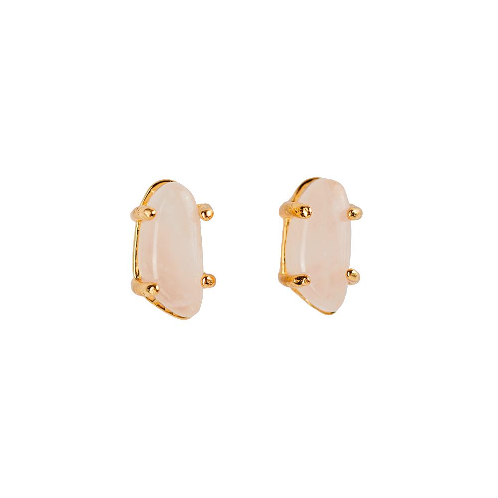 Aretes de Latón con Baño de Oro 18k LuckyLy Ivy con Piedras Naturales