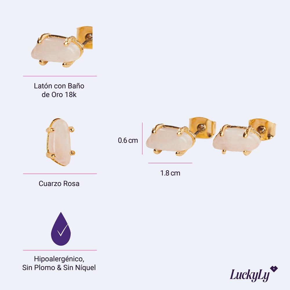 Foto 6 pulgar | Aretes de Latón con Baño de Oro 18k LuckyLy Ivy con Piedras Naturales