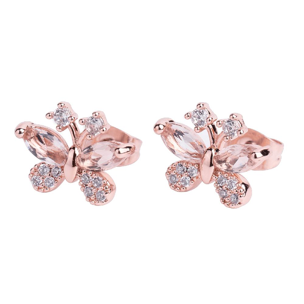 Aretes para Mujer de Mariposa Luckyly, Modelo Gina Oro Rosa