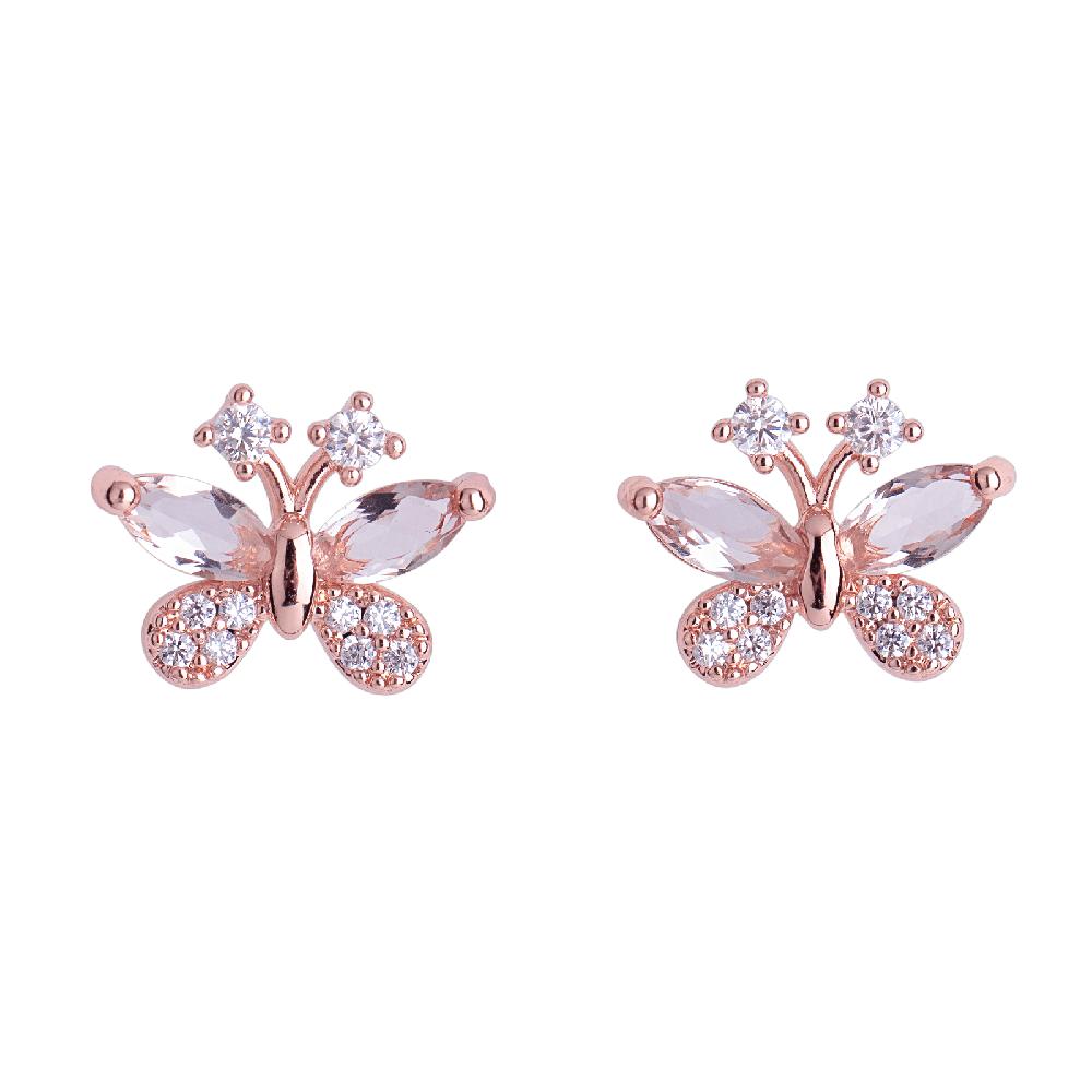 Foto 4 pulgar | Aretes para Mujer de Mariposa Luckyly, Modelo Gina Oro Rosa