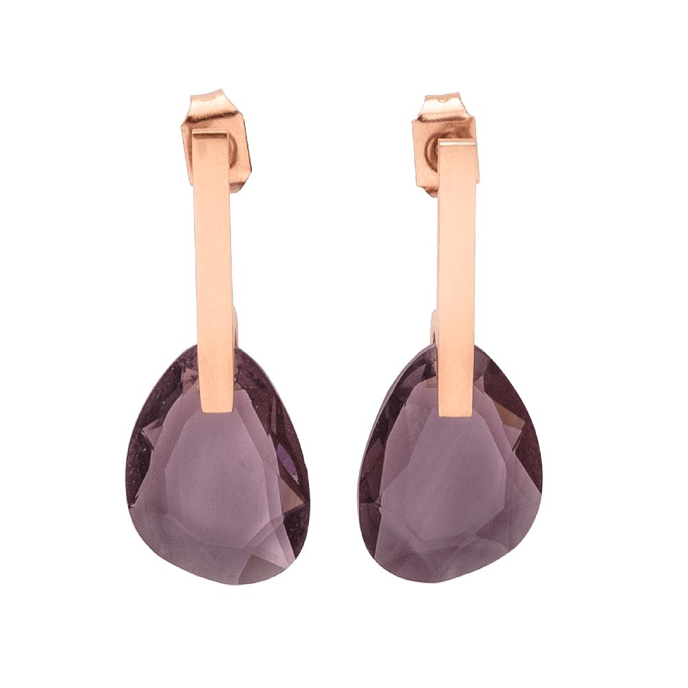 Foto 2 pulgar | Aretes Mujer con Cristal Luckyly, Modelo Amber Morado