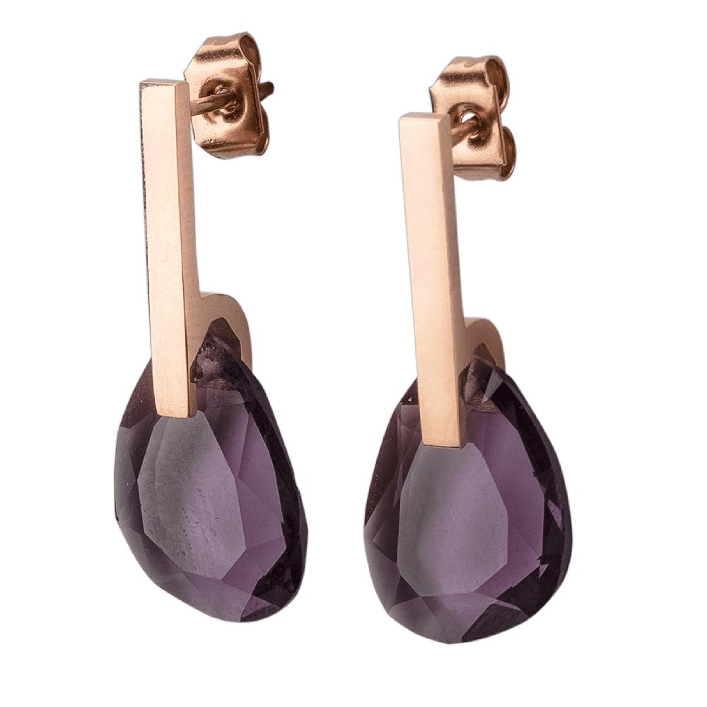 Foto 3 pulgar | Aretes Mujer con Cristal Luckyly, Modelo Amber Morado