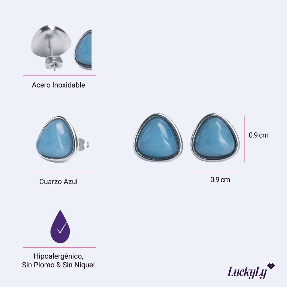 Foto 7 pulgar | Aretes Mujer con Piedra Natural Luckyly, Modelo Aline Azul