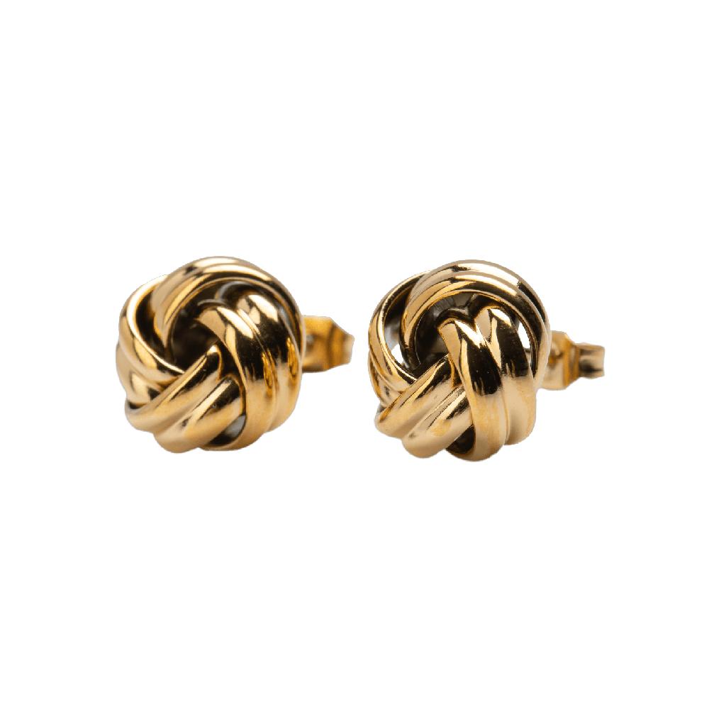 Aretes para Mujer de Nudo tipo Broqueles Luckyly, Modelo Knot Oro