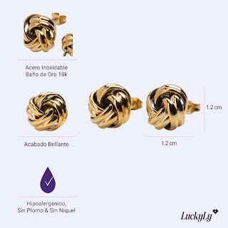 Foto 6 | Aretes para Mujer de Nudo tipo Broqueles Luckyly, Modelo Knot Oro