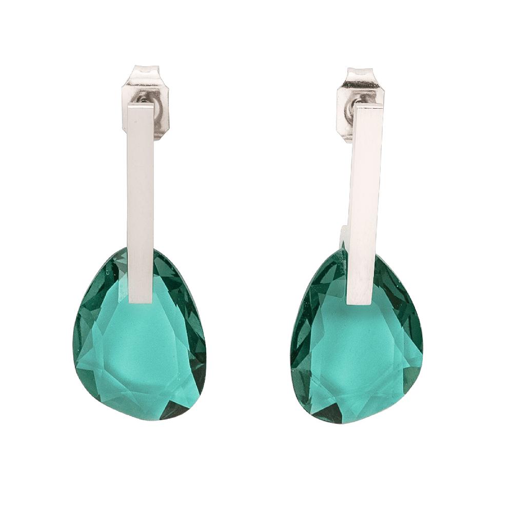 Aretes Mujer con Cristal Luckyly, Modelo Amber Verde