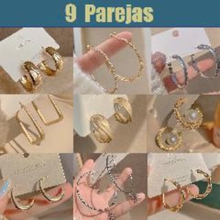 Foto 2 | Venta Internacional-pendientes De Aleación Con Forma Geométrica, 9 Pares Para Mu