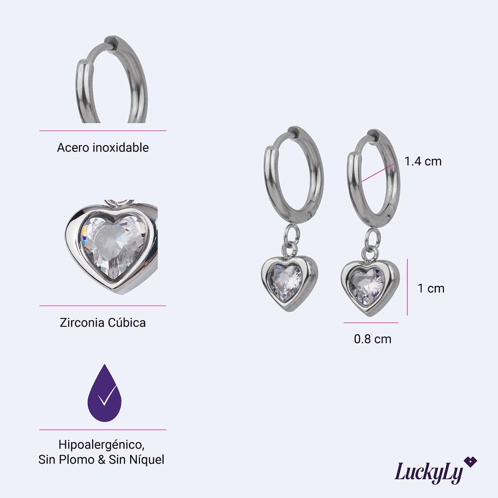 Foto 7 pulgar | Aretes para Mujer Luckyly Corazón Tipo Arracadas Dalia