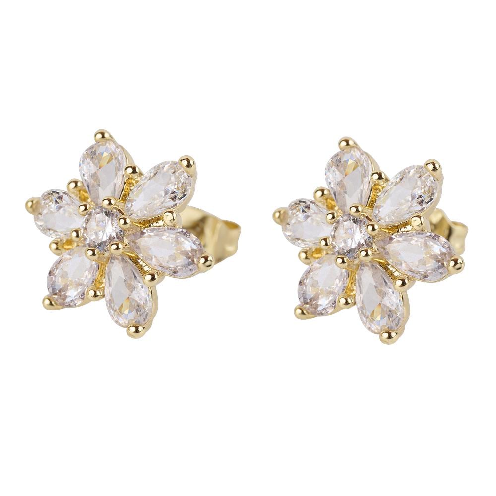 Aretes para Mujer Luckyly Dije de Flor con Zirconias Gia Dorados $489