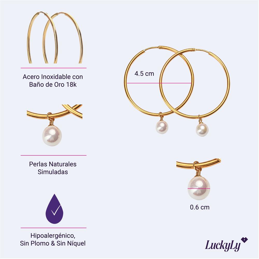 Foto 6 pulgar | Aretes De Mujer Perlas Arracadas Perlas Luckyly, Modelo Adele