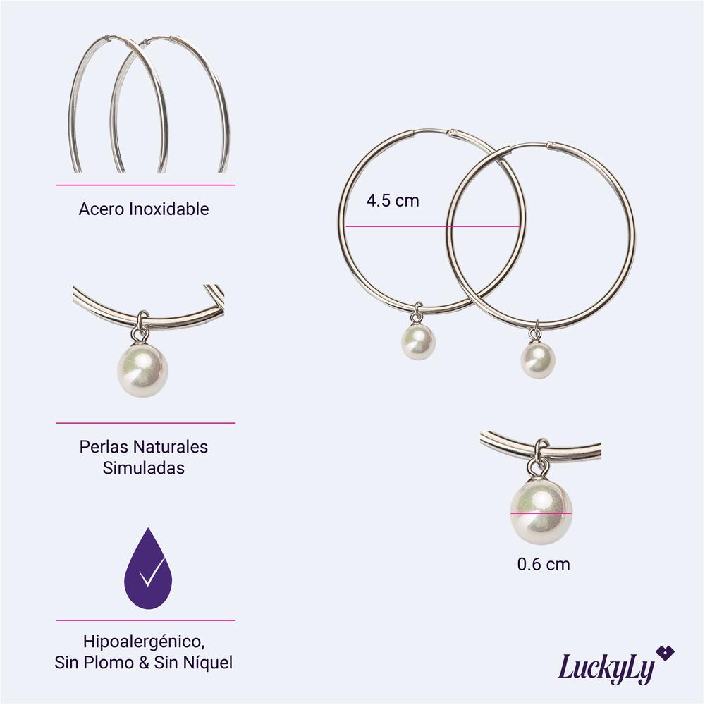 Foto 6 pulgar | Aretes De Mujer Perlas Arracadas Perlas Luckyly, Modelo Adele