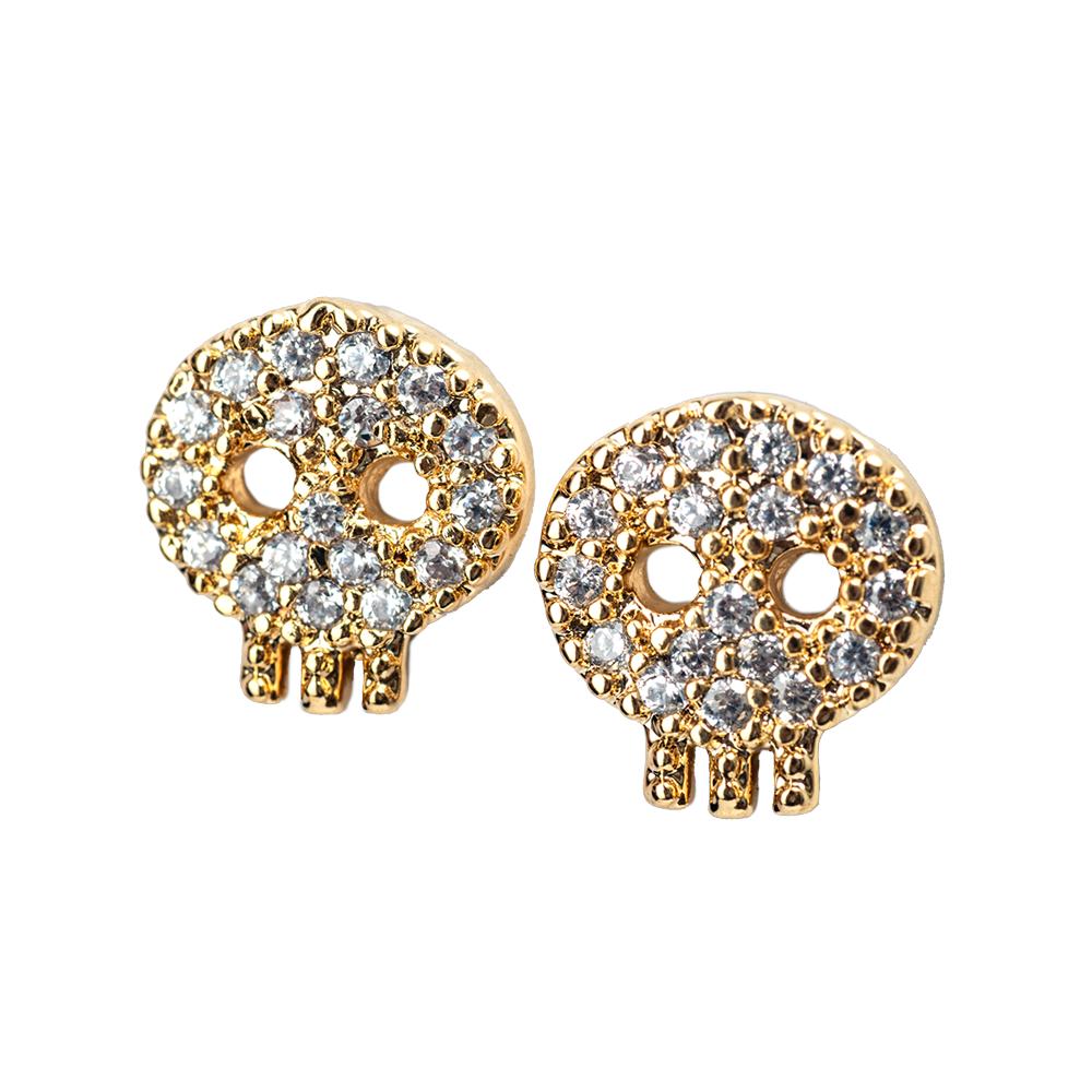 Foto 3 pulgar | Aretes Mujer Calavera Zirconia Cúbica, Regalos Mujer Luckyly