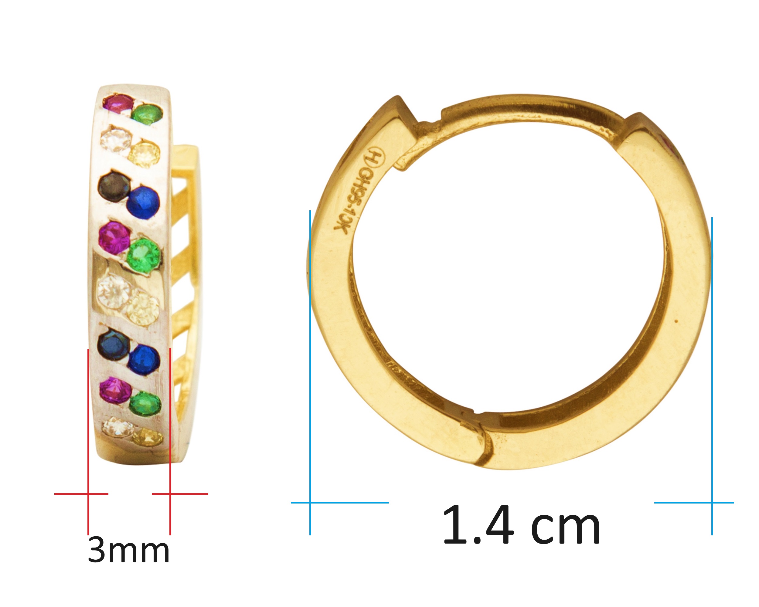 Foto 6 pulgar | Arete Huggie Horoz Ci62 Oro 10k Multicolor