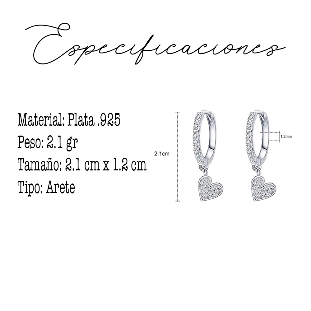 Foto 5 pulgar | Aretes Huggies Colgante con Corazón