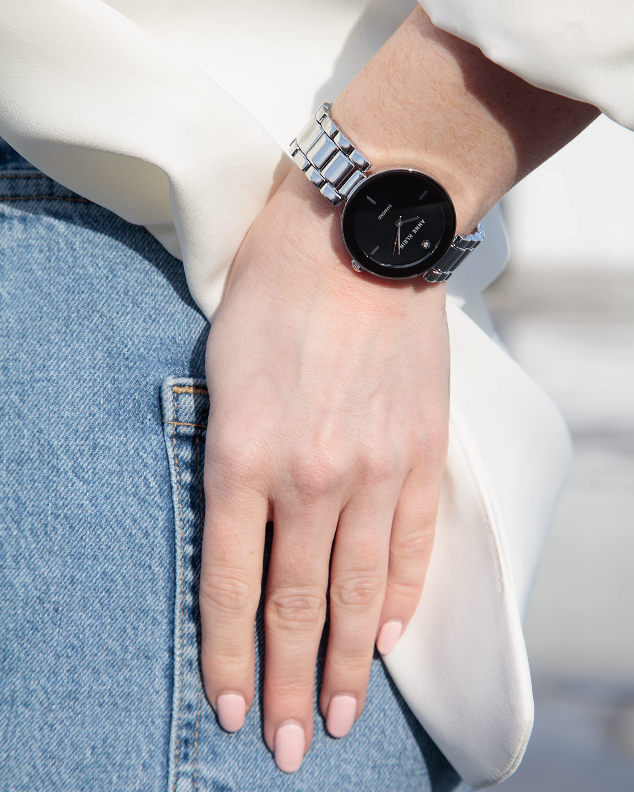 Foto 5 pulgar | Reloj Anne Klein Con Esfera De Diamante Genuino Para Mujer Y Caja De 32 Mm - Venta Internacional