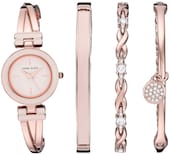 Set de Reloj y Pulseras Anne Klein para Mujer con Detalles en Cristal 4 Piezas - Venta Internacional