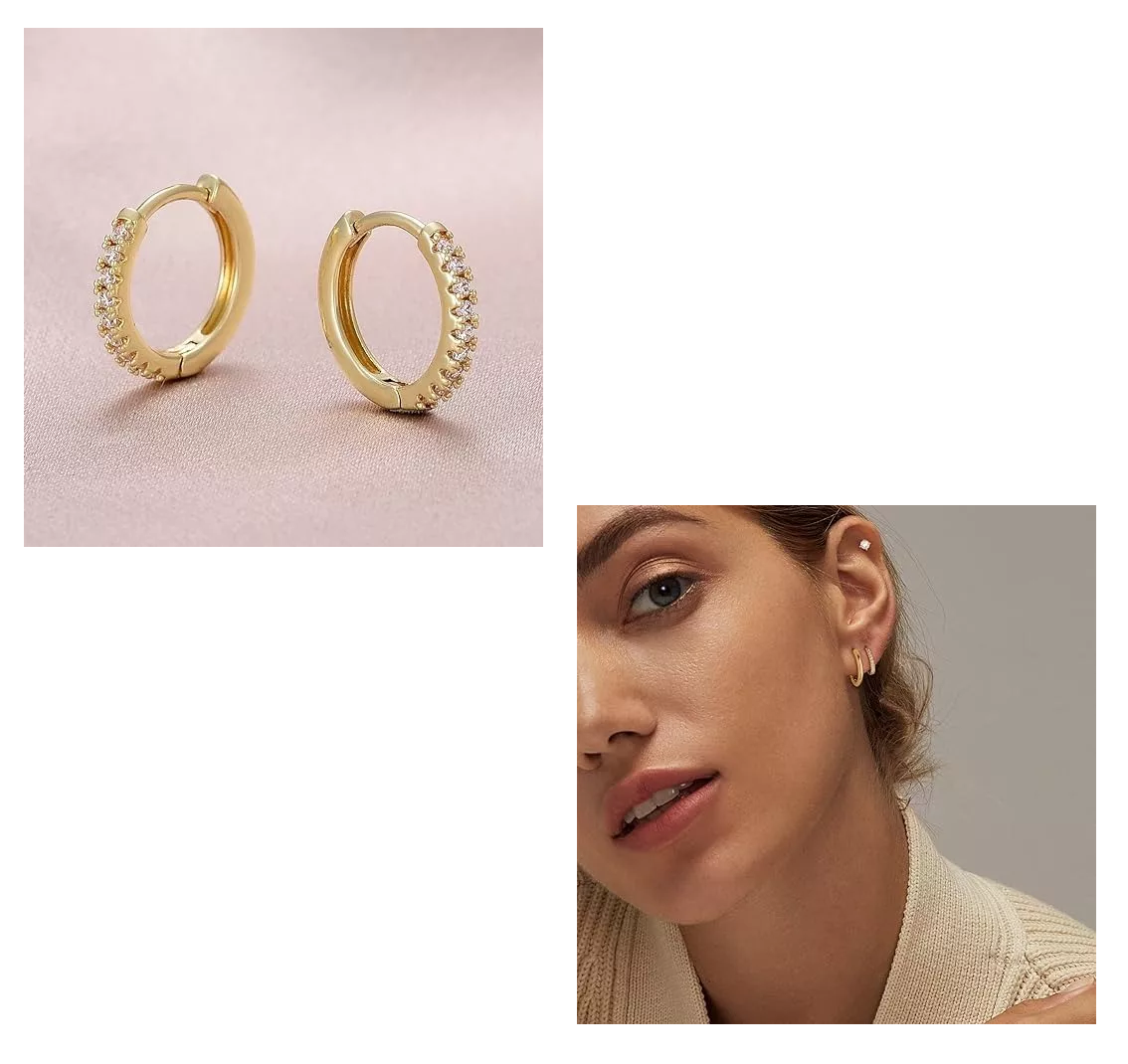 Foto 4 pulgar | Aretes de Laminado Oro 14k Para Mujer Belug 8 Pares