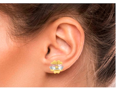 Foto 4 | Arete Flor De Pensamiento Florentino Horoz 10k C673