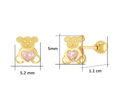 Foto 6 | Broquel Osito Circonia Rosa Horoz 10k C557