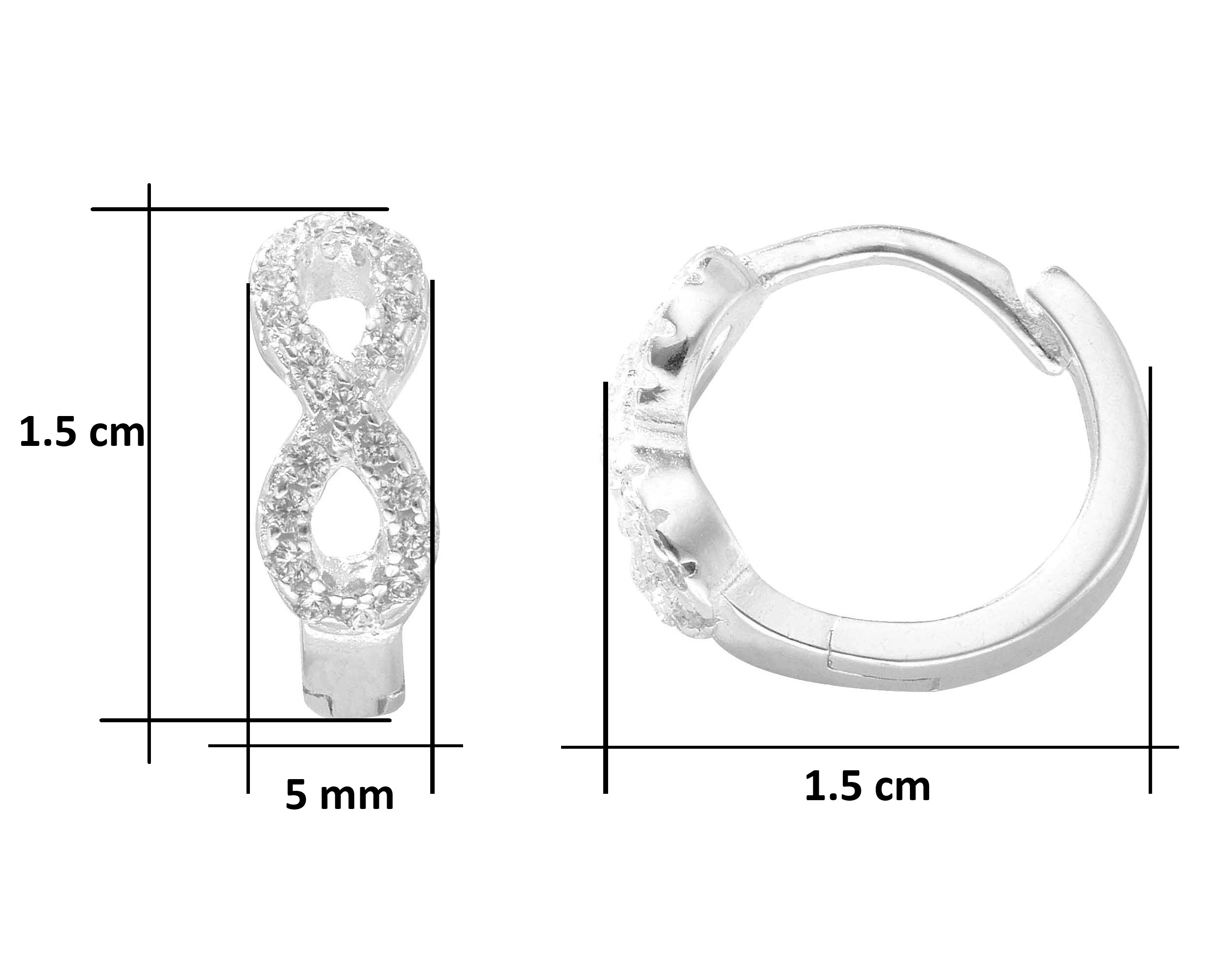 Foto 5 | Arete Huggie Infinito Horoz Plata .925 Cp274