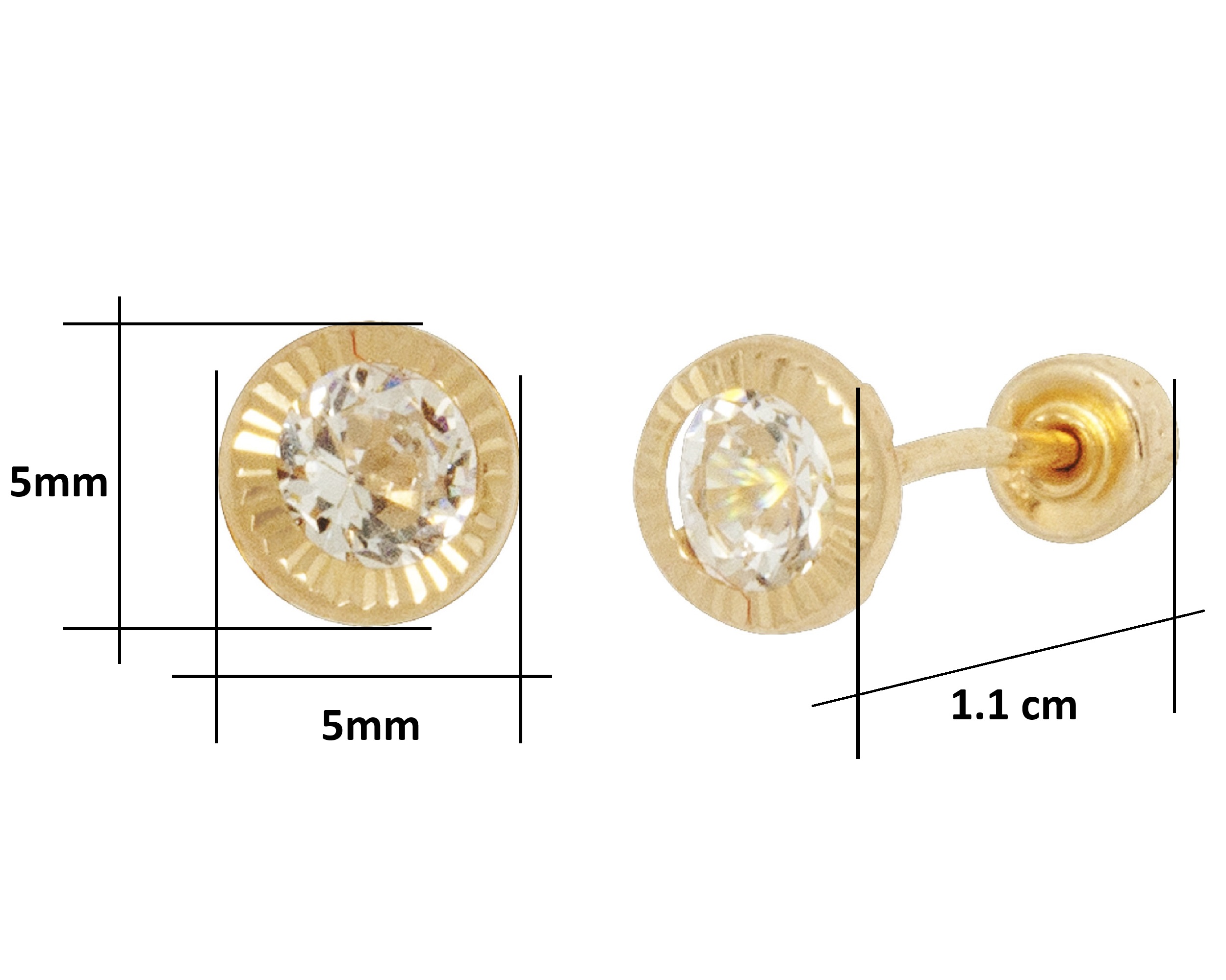 Foto 7 pulgar | Broquel Circulo Diamantado 4mm Horoz 10k C1147