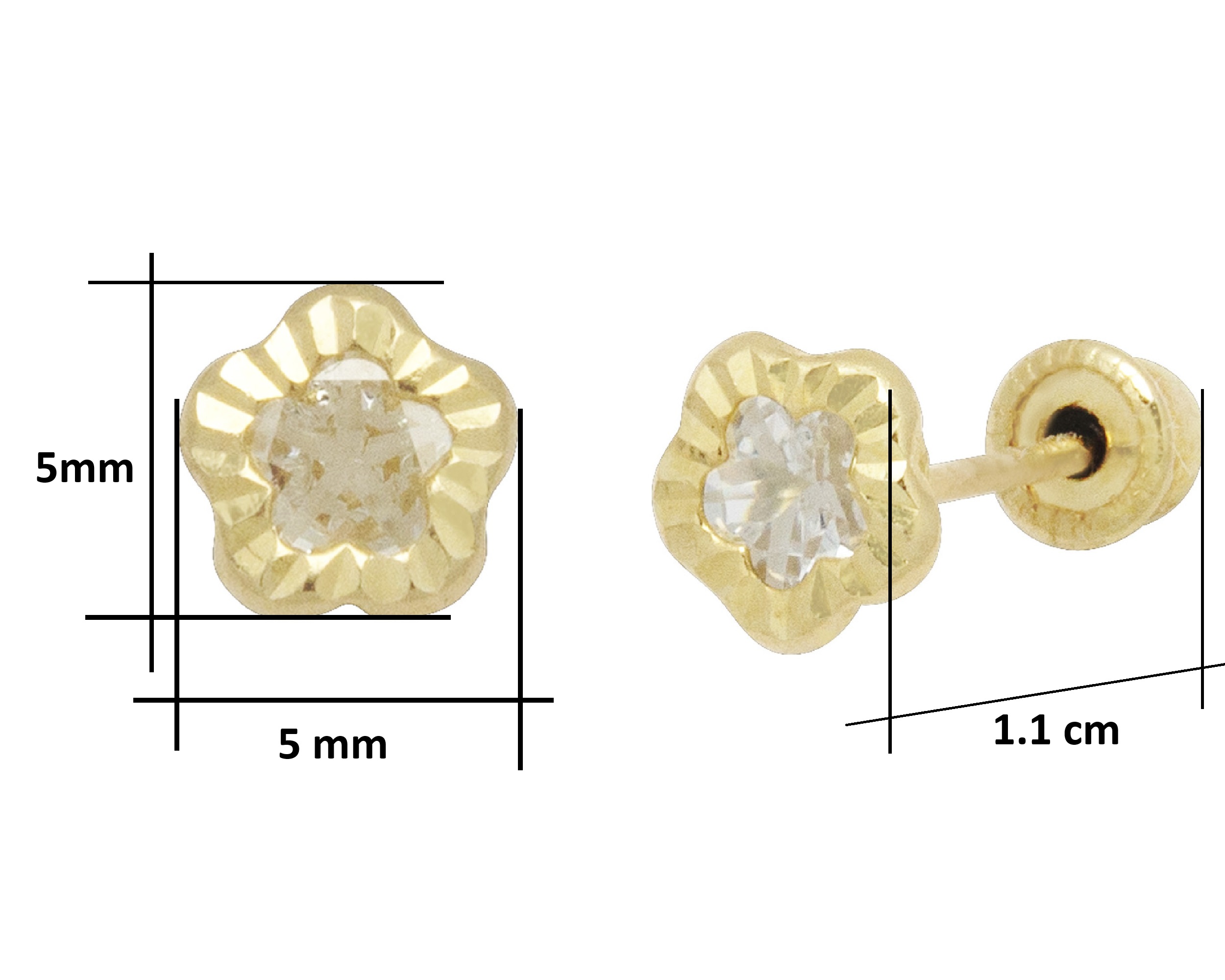 Foto 7 pulgar | Broquel Flor Diamantada 4mm Horoz 10k C1146