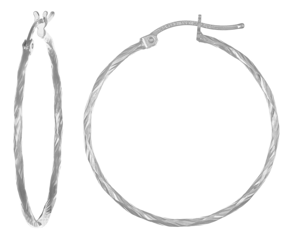 Arete De Plata 925 Para Mujer Con Diamantado Torsal De 30mm