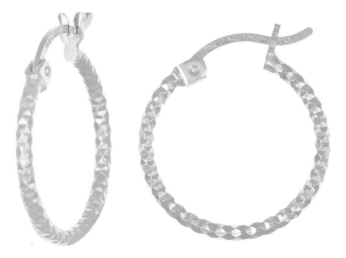 Arete De Plata 925 Para Mujer Con Diamantado Panal De 12mm