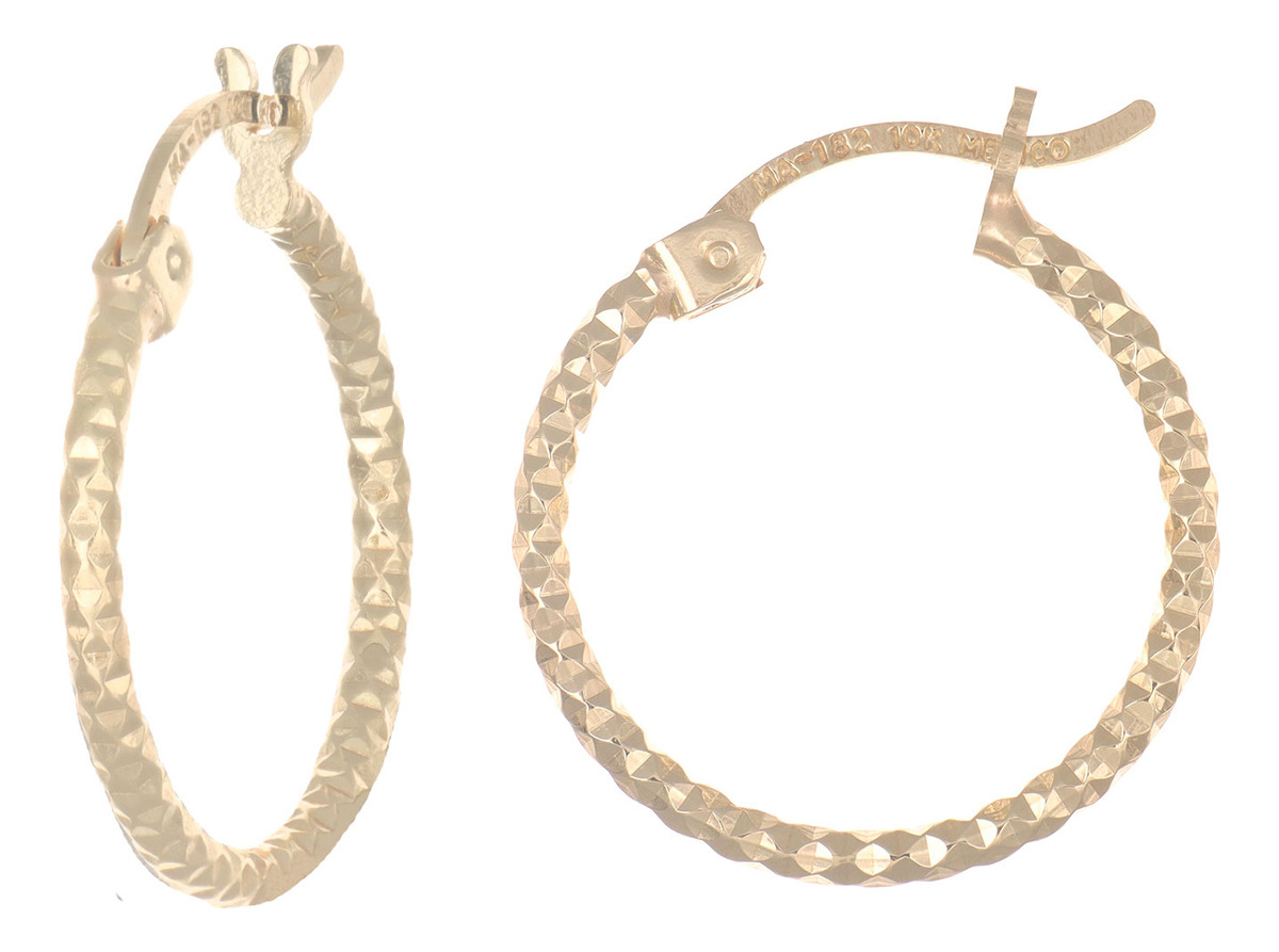 Aretes Arracadas Oro 10k Mujer Dama Niña 17mm Oro Puro 10k