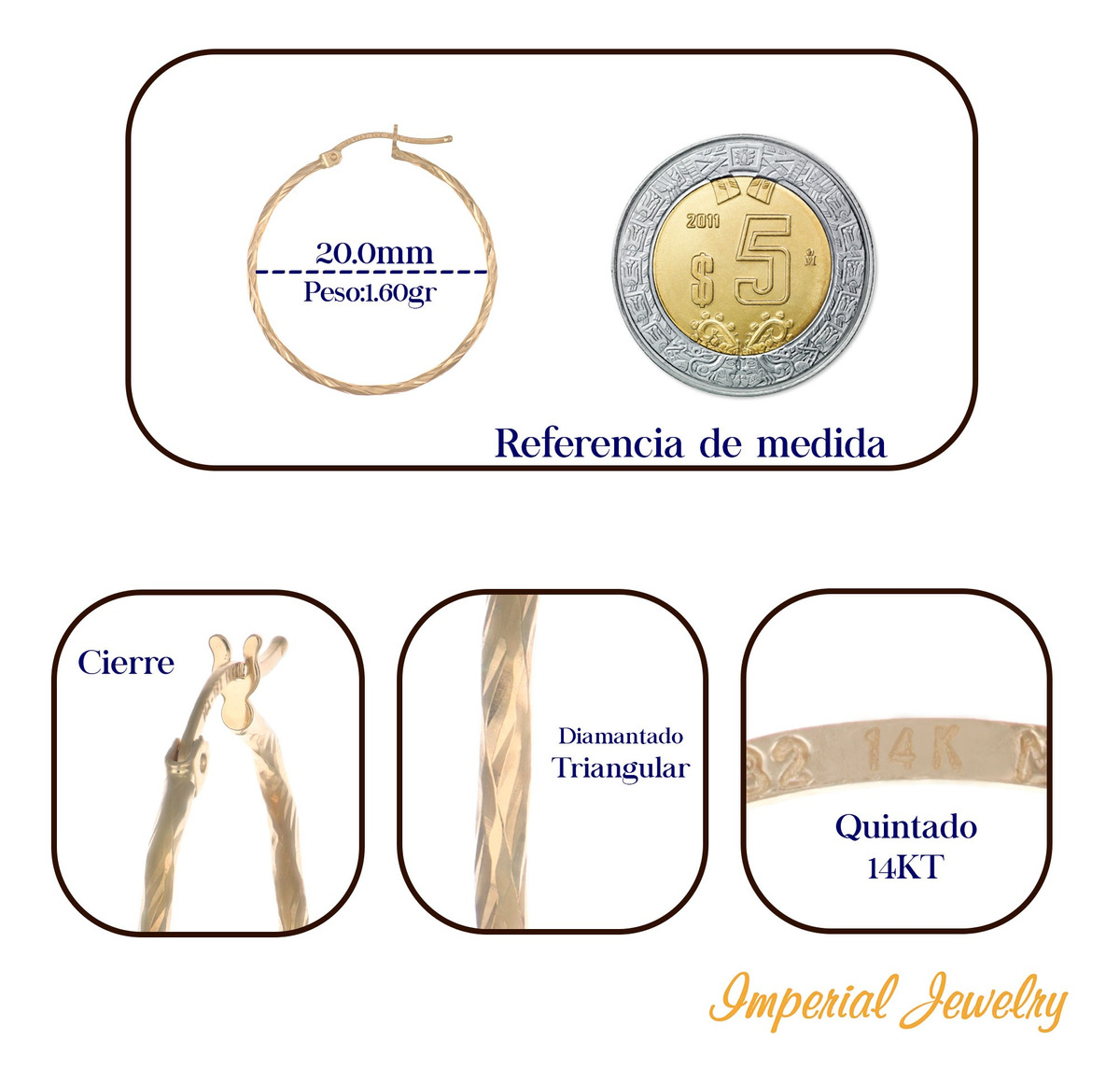 Foto 6 pulgar | Arracadas de Oro de 14k para Mujer