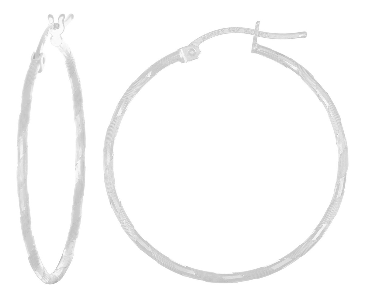 Arete De Plata 925 Para Mujer Con Diamantado Cb De 30mm